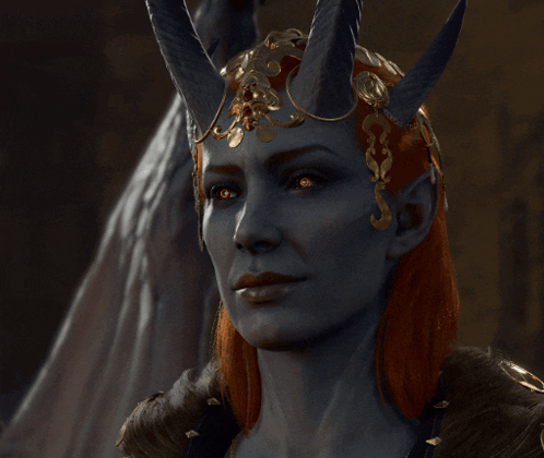 A Woman With Horns And A Crown Says The Delicious Agony Of It All GIF