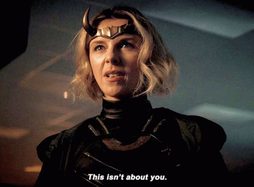 A Woman With Horns On Her Head Is Saying This Isn 'T About You GIF