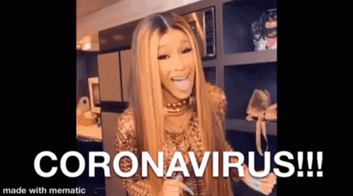 A Woman With Long Blonde Hair Is Holding A Microphone In Her Hand And Says `` Coronavirus '' . GIF