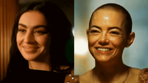 a woman with long hair and a woman with shaved hair