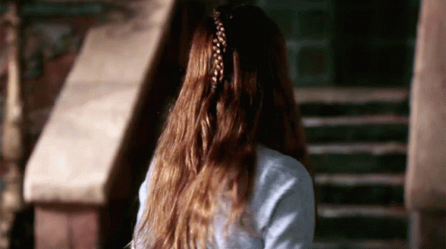 A Woman With Long Hair Has A Braided Ponytail GIF