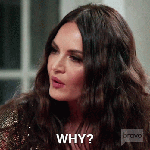 A Woman With Long Hair Is Asking Why On Bravo GIF