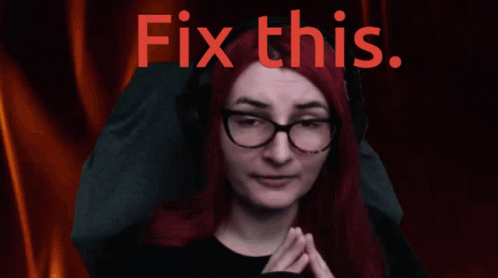 A Woman With Red Hair And Glasses With The Words Fix This Written Above Her GIF