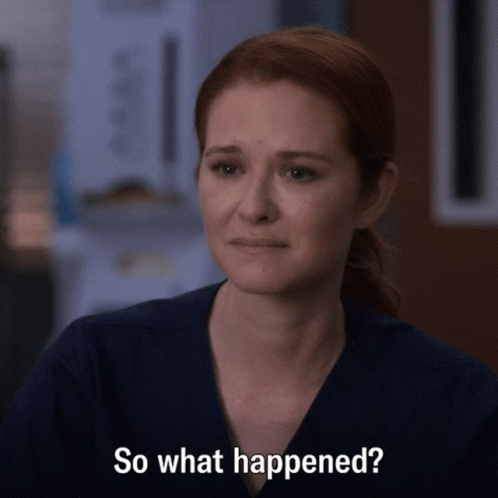 A Woman With Red Hair Is Crying And The Words So What Happened Are Next To Her GIF