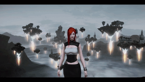 A Woman With Red Hair Is Standing In A Video Game GIF