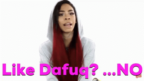 A Woman With Red Hair Is Wearing A Hoodie And Says " Like Dafug No " GIF