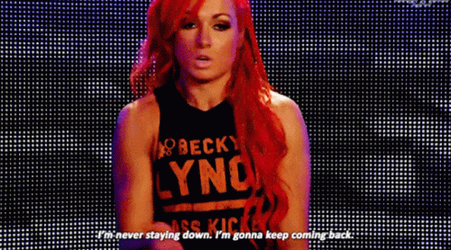 Woman With Red Hair Wearing Becky Lynch Shirt GIF