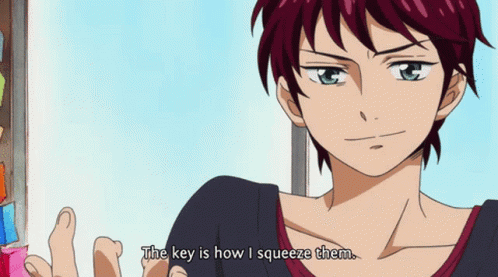 A Woman With Red Hair Says The Key Is How I Squeeze Them GIF