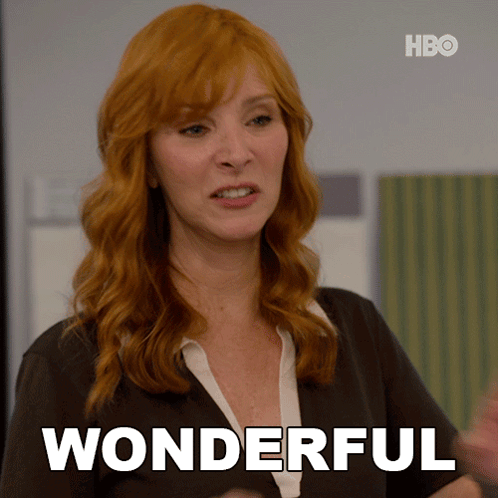 A Woman With Red Hair Says Wonderful In A Hbo Ad GIF
