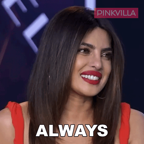 A Woman With Red Lipstick Is Smiling With The Word Always Behind Her GIF