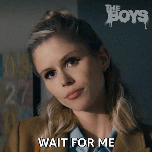 A Woman With The Words Wait For Me Written On Her Face GIF