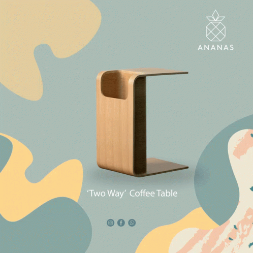 A Wooden Coffee Table With The Words " Two Way " Written On It GIF
