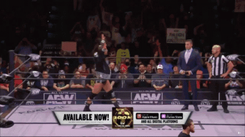 Wrestler In Ring With Available Now Sign GIF