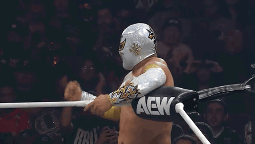 A Wrestler In A Ring With Aew Gloves GIF
