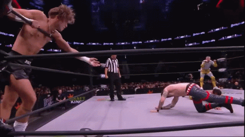 A Wrestler In A Ring With The Word Draft King On The Back Of His Shorts GIF