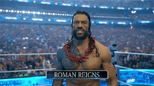 A Wrestler Named Roman Reigns Is In A Wrestling Ring GIF
