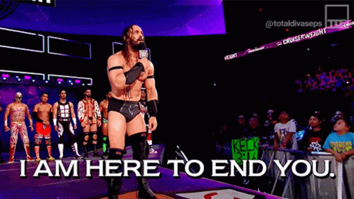 A Wrestler Says I Am Here To End You While Standing On The Ring GIF