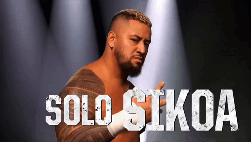 A Wrestler With The Name Solo Sikoa On His Chest GIF