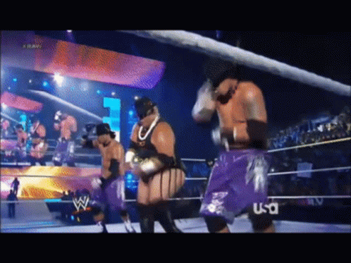 A Wrestling Match Is Being Broadcast On Usa GIF