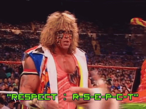 A Wrestling Match With The Words Respect R-S-E-P-C-T Written On The Screen GIF