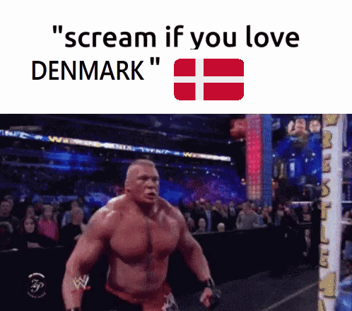 A Wrestling Match With The Words " Scream If You Love Denmark " On Top GIF