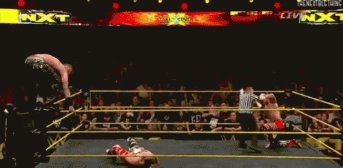 a wrestling ring with a sign that says nxt