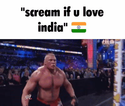 A Wrestling Ring With The Words " Scream If U Love India " On The Bottom GIF
