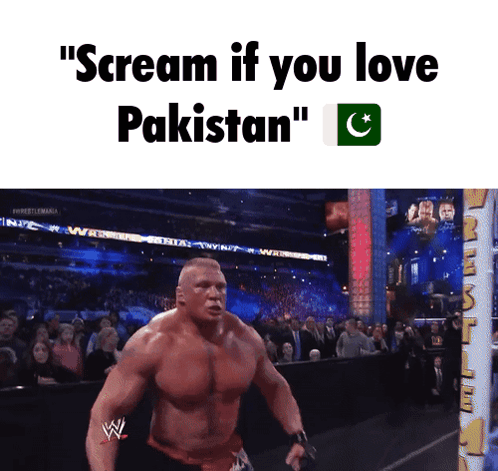 A Wrestling Ring With The Words " Scream If You Love Pakistan " On It GIF