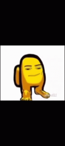 A Yellow Among Us Character With Legs And A Face On A White Background GIF