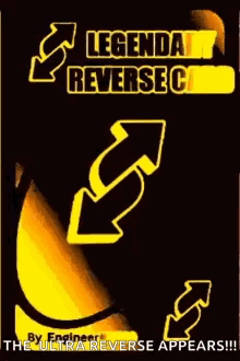A Yellow And Black Poster That Says Legend Reverse On It GIF