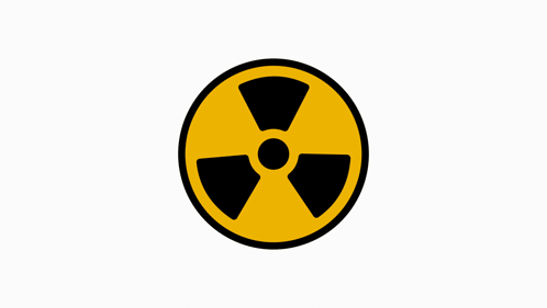 A Yellow And Black Radioactive Symbol With A Black Circle Around It GIF