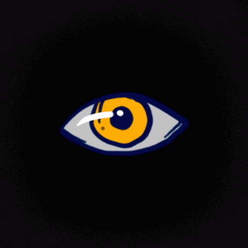 A Yellow And Blue Eye With A White Pupil On A Black Background GIF