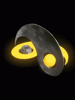 A Yellow And Gray Yin Yang Symbol With A Crescent Moon GIF