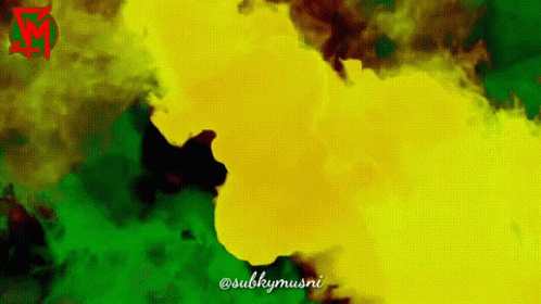A Yellow And Green Background With The Name Subkymusni On The Bottom GIF