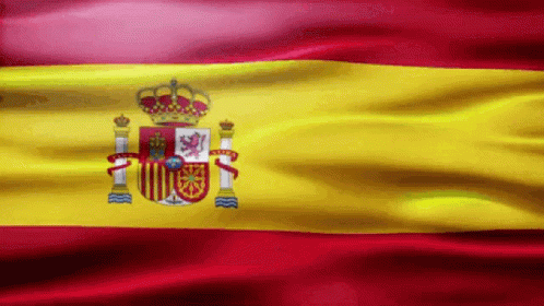 A Yellow And Red Flag With A Coat Of Arms GIF