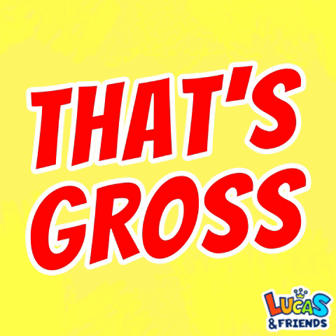 A Yellow And White Polka Dot Background With The Words That 'S Gross GIF