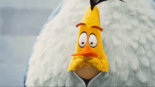 A Yellow Angry Bird With A Big Orange Beak GIF