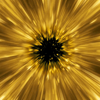 A Yellow Background With A Black Center That Looks Like A Flower GIF