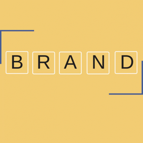 A Yellow Background With The Word Brand Written In Squares GIF