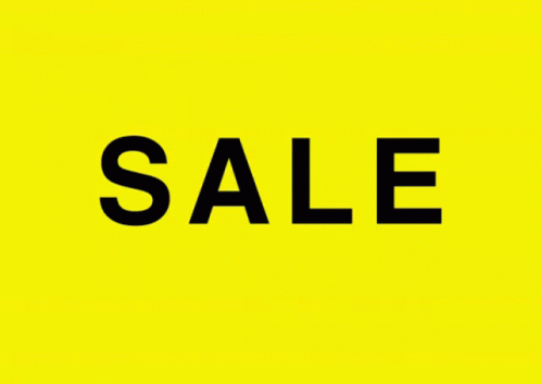 A Yellow Background With The Word Sale Written In Black GIF