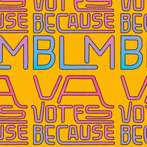 A Yellow Background With The Words " Vote Because Be " Written On It GIF
