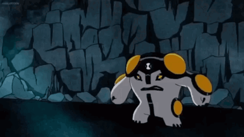 A Yellow Ball With A Black Stripe On It Is Floating In The Air In Front Of A Brick Wall . GIF