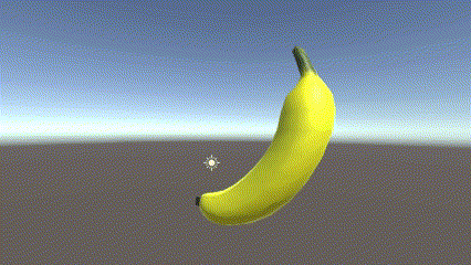 A Yellow Banana Is Floating In The Air On A Brown Background . GIF