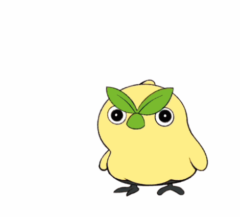 Yellow Bird With Green Leaf On Head GIF