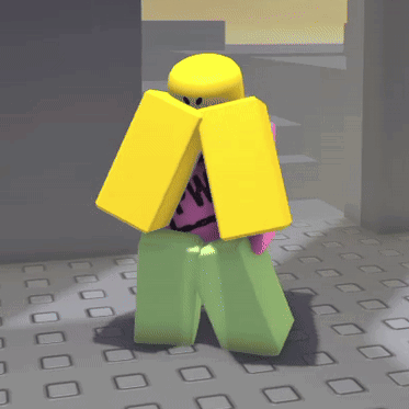A Yellow Block With The Letter W On It Stands On A Tiled Floor GIF