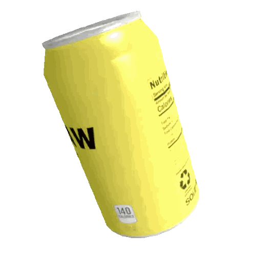 a yellow can of soda has a nutrition facts label on the back