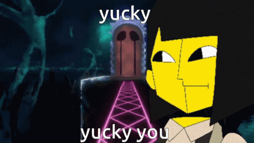 A Yellow Cartoon Character With The Words Yucky Yucky You GIF