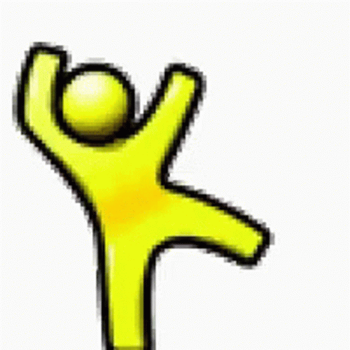 Yellow Cartoon Figure With Arms Up GIF