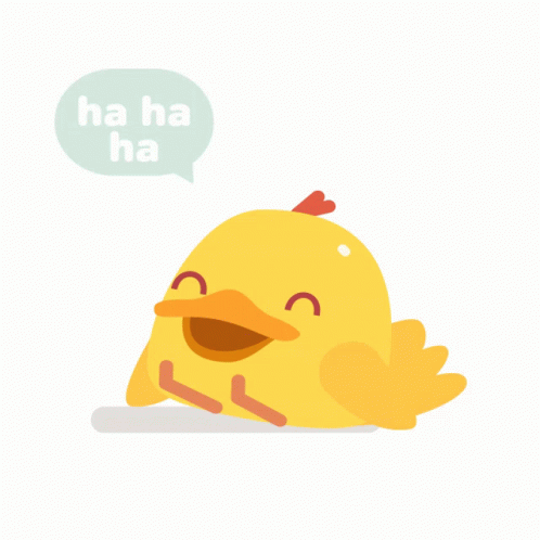 A Yellow Chicken With A Speech Bubble That Says " Ha Ha Ha " GIF