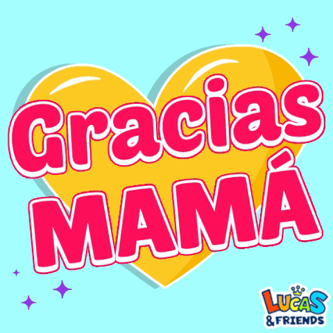 A Yellow Heart With The Words Gracias Mama Written Inside Of It GIF